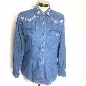 Tasha Polizzi embroidery floral western jean top